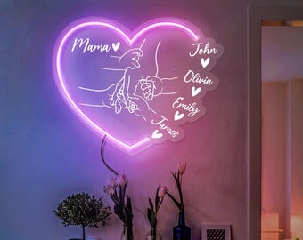 Benutzerdefinierte Puzzle-Stück Leuchtreklame mit Name - personalisiertes LED-Licht Geschenk für Mama, einzigartiges Muttertagsgeschenk, gravierte Name Neon Wall Decor2025