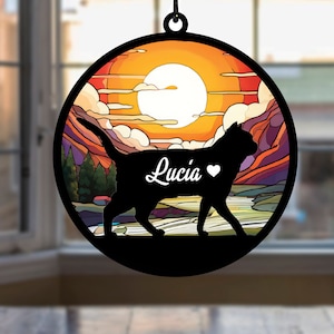 Personalized Loss of Pet Sympathy Gift Suncatcher, Custom Cat Suncatcher, Cat Memorial Gift, Window Hanging Decor, Cat Art gift
