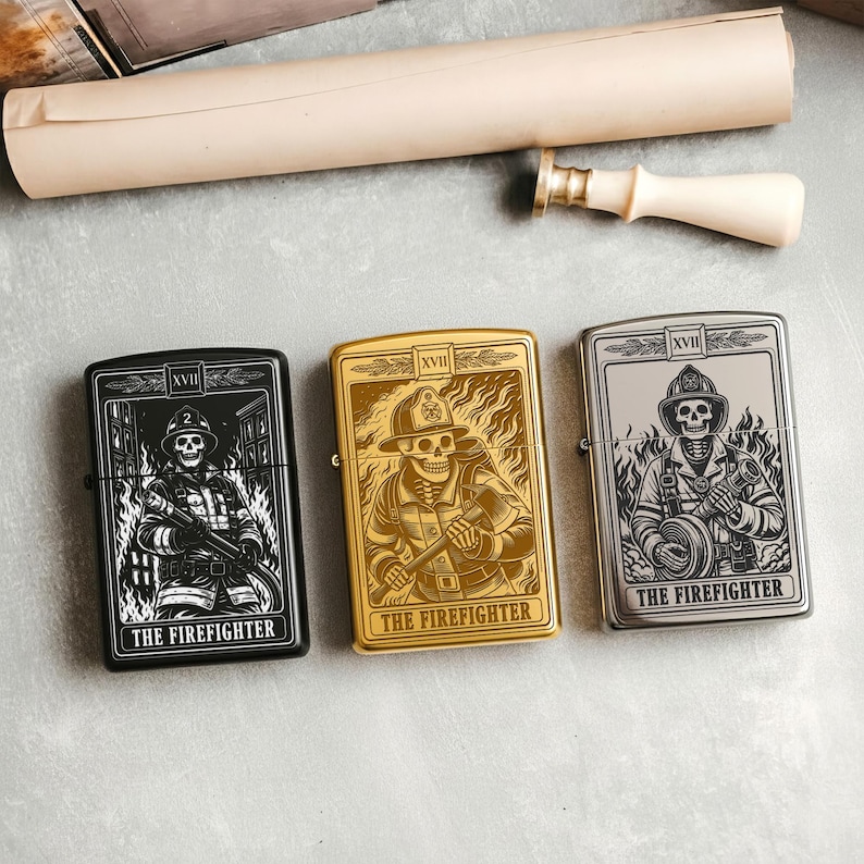 Personlig lasergraverad Tarot Zippo-tändare – Anpassad meddelandegravyr | Brandmansdesign | Tillverkad i USA bild 4