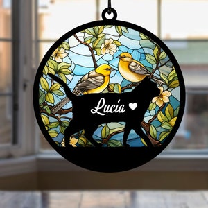 Personalized Loss of Pet Sympathy Gift Suncatcher, Custom Cat Suncatcher, Cat Memorial Gift, Window Hanging Decor, Cat Art gift