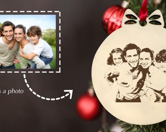 Custom Family Portrait Ornament Family Photo Christmas Ornament Gift for Daughter Son Sister Brother Mom Dad Personalized Ornament Gift 2022