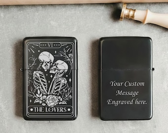 Personalized Laser Engraved Zippo Lighter – Custom Message Engraving | The Lovers Design | Made in USA