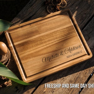 Personalized Wood Cutting Board for Housewarming Gift | Real Estate Closing Gift for Cooking and Baking | Engraved Gift