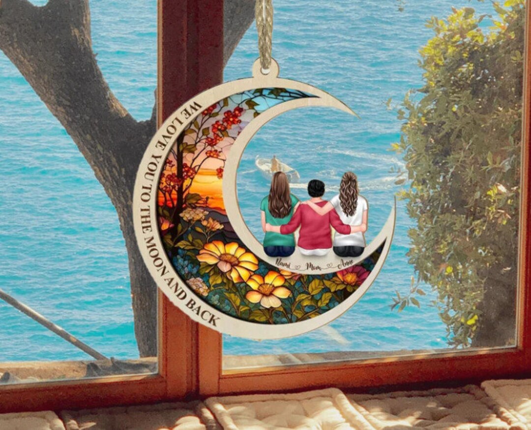 First Mom Now Grandma - Family Personalized Window Hanging Suncatcher - Gift For Mom, Grandma