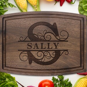 Custom Cutting Board Personalized Gift for Women Men - Handmade Charcuterie Board with Juice Grooves for Kitchen, Meat, Cheese, Housewarming