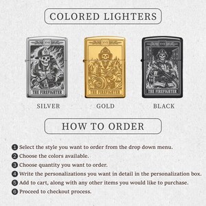Personlig lasergraverad Tarot Zippo-tändare – Anpassad meddelandegravyr | Brandmansdesign | Tillverkad i USA bild 13