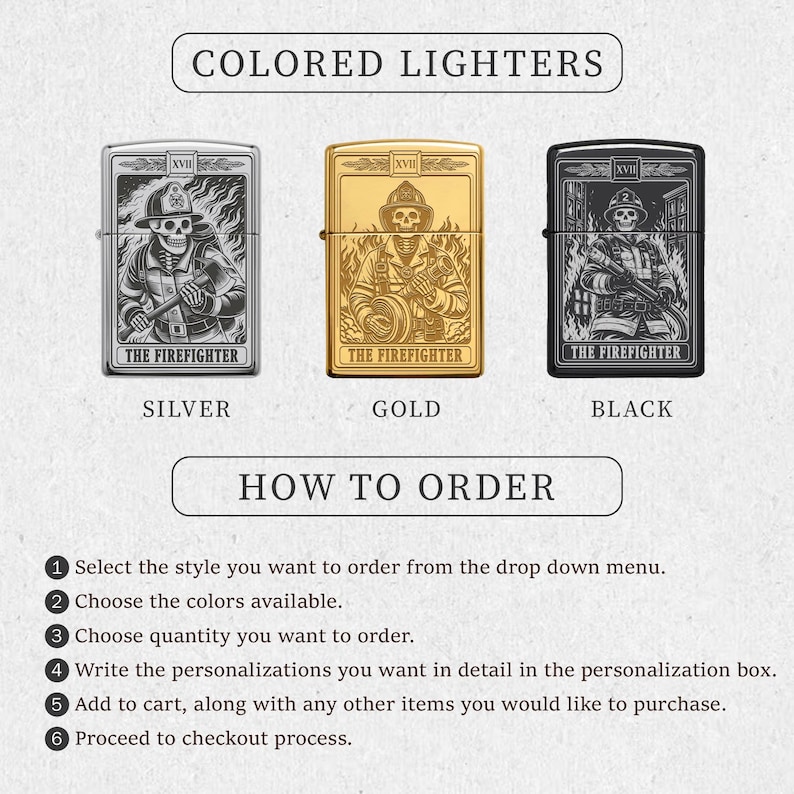 Personlig lasergraverad Tarot Zippo-tändare – Anpassad meddelandegravyr | Brandmansdesign | Tillverkad i USA bild 13