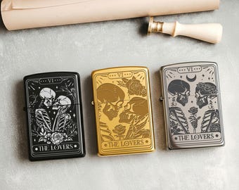 Personalized Zippo Lighter Laser Engraved  – Custom Message Engraving | The Lovers Design | Made in USA