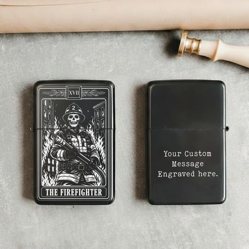 Personlig lasergraverad Tarot Zippo-tändare – Anpassad meddelandegravyr | Brandmansdesign | Tillverkad i USA bild 6