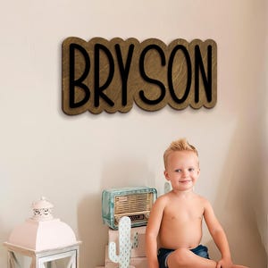 Custom Wood Name Sign: Layered Nursery Decor, Made in USA