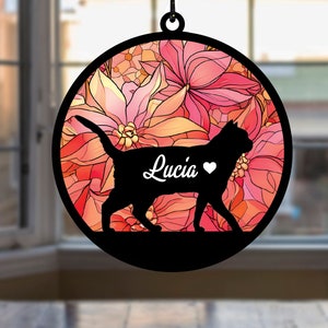 Personalized Cat Suncatcher: Pet Memorial Gift, Window Decor
