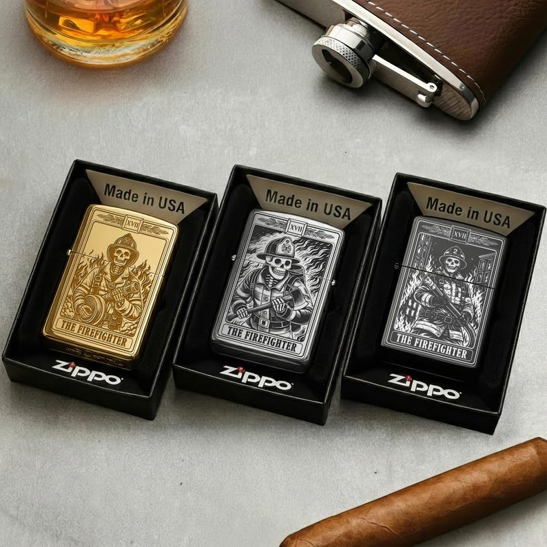 Personlig lasergraverad Tarot Zippo-tändare – Anpassad meddelandegravyr | Brandmansdesign | Tillverkad i USA bild 1