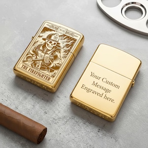 Personlig lasergraverad Tarot Zippo-tändare – Anpassad meddelandegravyr | Brandmansdesign | Tillverkad i USA bild 8