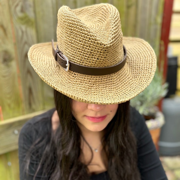 Cowboy Hut Damen, Westernhut Damen, Fedora mit breiter Krempe, Festival Outfit,Geschenke für Cowgirls, Boho Style, Sommerhut, Cowgirl Outfit