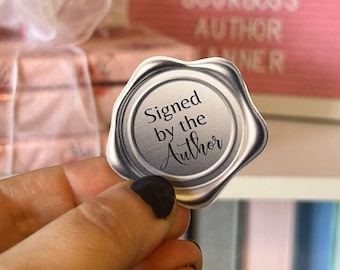 16 Signed by Author Stickers, Silver Wax Seal Book Stickers, Author Stickers, Writer Stickers, Stickers for Book Signings, Bookish Sticker