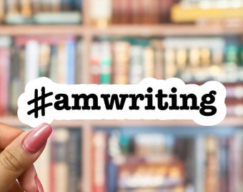 AmWriting Sticker for Authors, Writers, Hashtag, BookTok, Waterproof Decal for Laptop