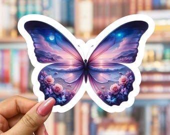 Adesivos de borboletas para paisagens, decalques de vinil com temas da natureza, fantasia, floral, diário de arte com paisagens, agenda, laptop
