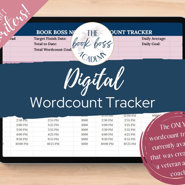 Wordcount Tracker - Word Count Tracker - Video Tutorial on Productive Writing Sessions - Spreadsheet - Edit in Google Docs/Excel