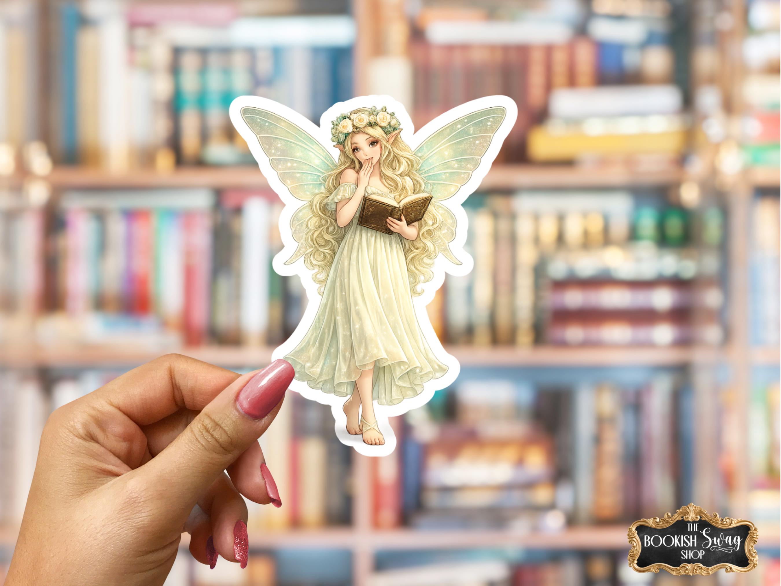 Book Fairy Stickers, Pastel Reading Fairies Set of 6, Fantasy Decals ...