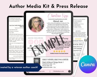 Author Media Kit Canva Template: Book Press Release (Digital Download)