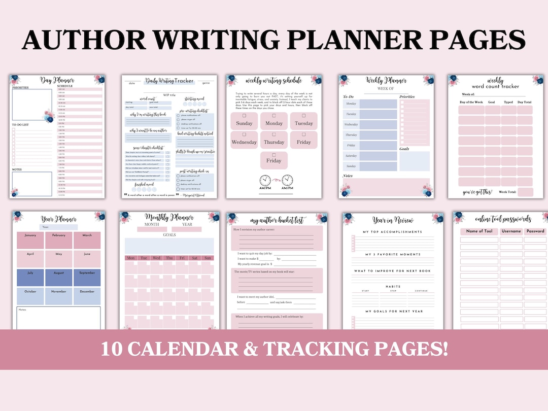 Author Writing Planner: Daily, Weekly, Monthly Tracker (digital ...