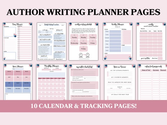 Author Writing Planner: Daily, Weekly, Monthly Tracker (Digital Download)