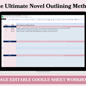 Agenda de roman, agenda d&#39;auteur, cahier d&#39;exercices avec contours de tracé de roman, agenda d&#39;auteur numérique, livre biblique, agenda de livre, modèle de feuille Google