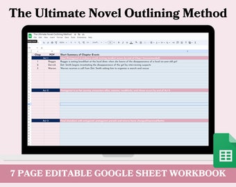 Novel Plotting Workbook, Book Bible, Google Sheet Template (Digital Download)