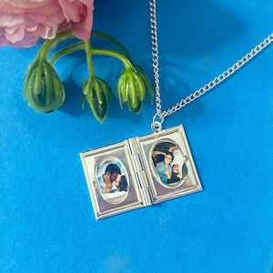 Silver Book Locket Necklace: Photo Pendant, Bookworm Gift