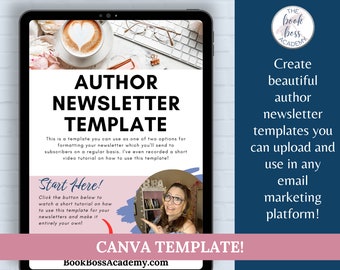 Author Newsletter Templates: Email Marketing Canva Template (Digital Download)