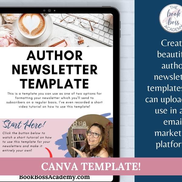 Editable Author Newsletter Templates - 8 Canva Templates - Newsletter Templates for Authors, Writers - Digital Download - Email Templates