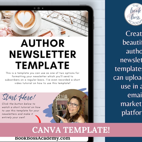 Editable Author Newsletter Templates - 8 Canva Templates - Newsletter Templates for Authors, Writers - Digital Download - Email Templates