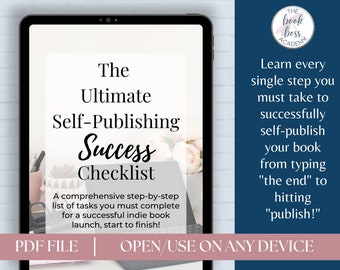 SelfPublishing Checklist for Authors - Writing Planner - Planner for Writers - Publishing Planner Workbook - Book Planner - Print - Download