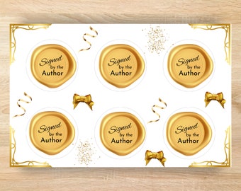 GOLD Signed by Author Stickers Sheets 60 Per - Author Stickers - Writer Stickers - Book Stickers - Stickers for Book Signings and Prizes