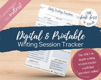 Writing Session Tracking Worksheet - Book Writing Template - Book Writing Planner - Author Planner - Writing Template - Tool for Writers