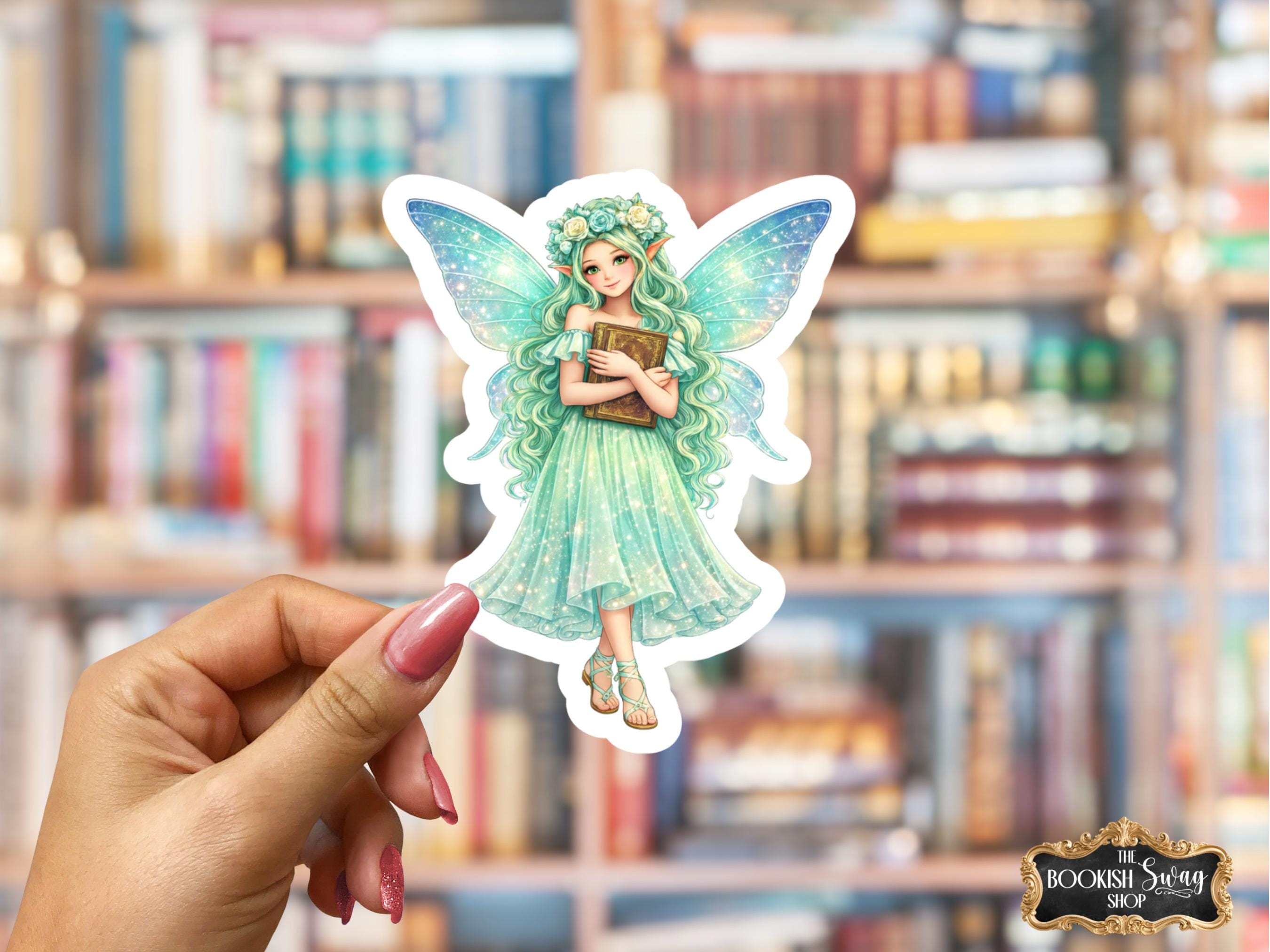 Book Fairy Stickers, Pastel Reading Fairies Set of 6, Fantasy Decals ...