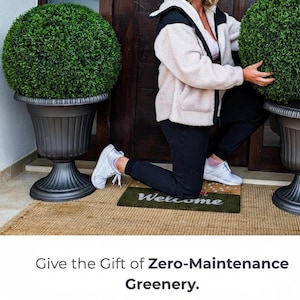 23" XL Round Topiary Spheres for Porch Planter–Outdoor Artificial Topiary Balls|Faux Boxwood Topiary Ball,Realistic Artificial Outdoor Plant