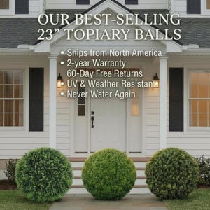 Weatherproof Boxwood Topiary Spheres–Artificial Winter Urn Filler Outdoors Winter Pot filler Shrubs and bushes