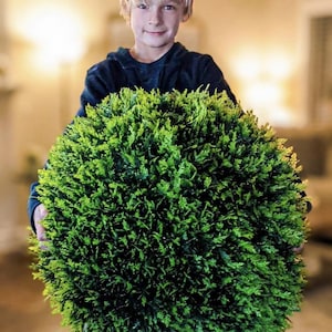 23″ XL Cedar Topiary Ball –Outdoor Artificial Topiary Porch|Faux Cypress Topiary Sphere-Live Topiary & preserved boxwood topiary Alternative