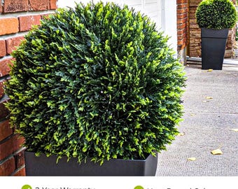 23″ XL Cedar Topiary Ball – Outdoor Artificial Topiary for Porch Planters|Faux Cypress Topiary Sphere for Garden Bush -Christmas Urn Filler