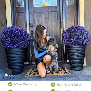 23" XL Jagged Purple Leaf Topiary Ball -Artificial Topiary Spheres Faux Boxwood Topiary Ball Outdoor pot fillers Christmas pot filler