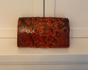 Red Python Skin Clutch