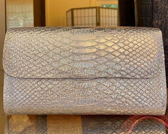 Silver Python Clutch