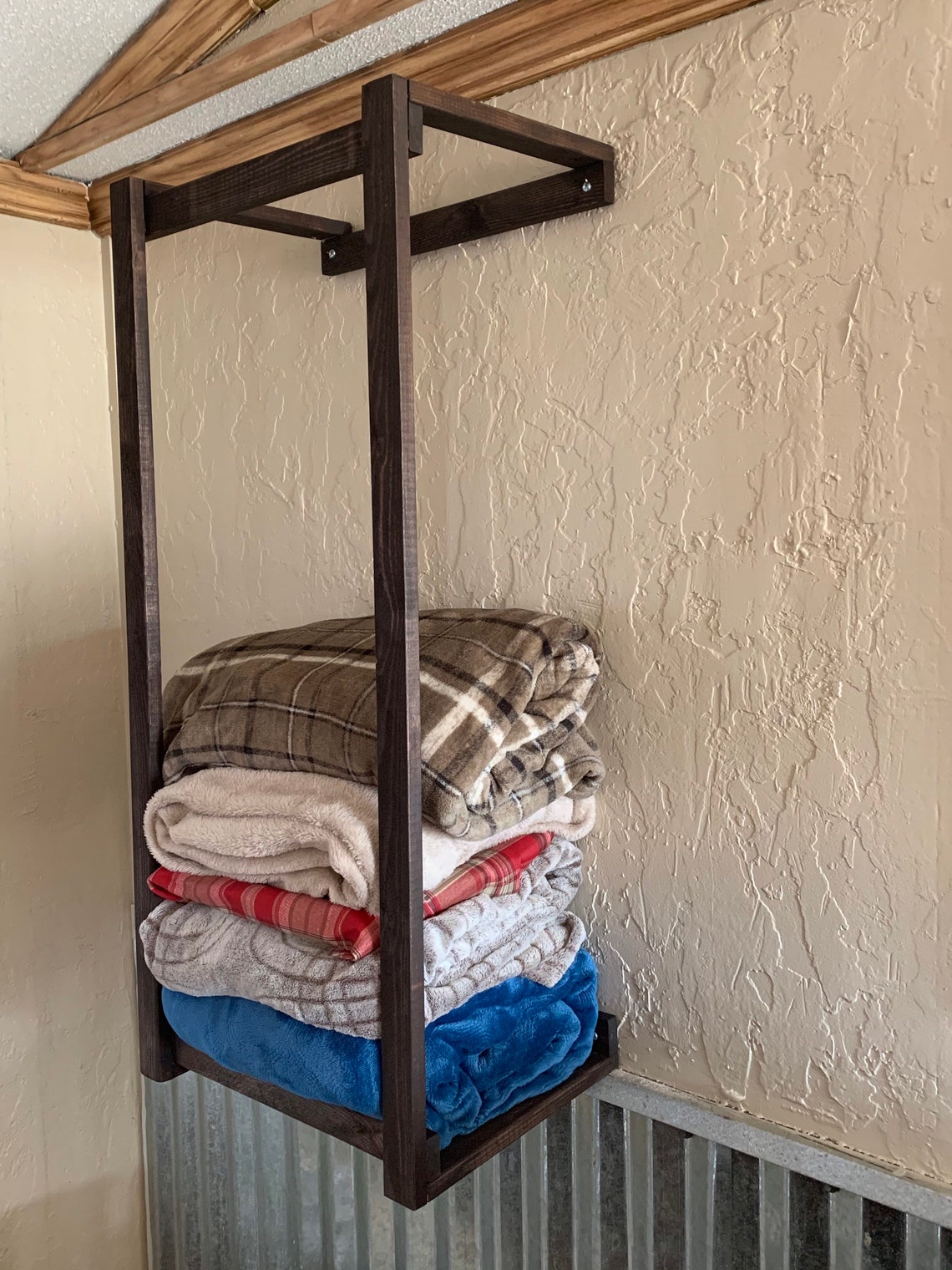 Blanket Rack/Wall Shelf/Blanket Storage/rustic/some assembly Etsy