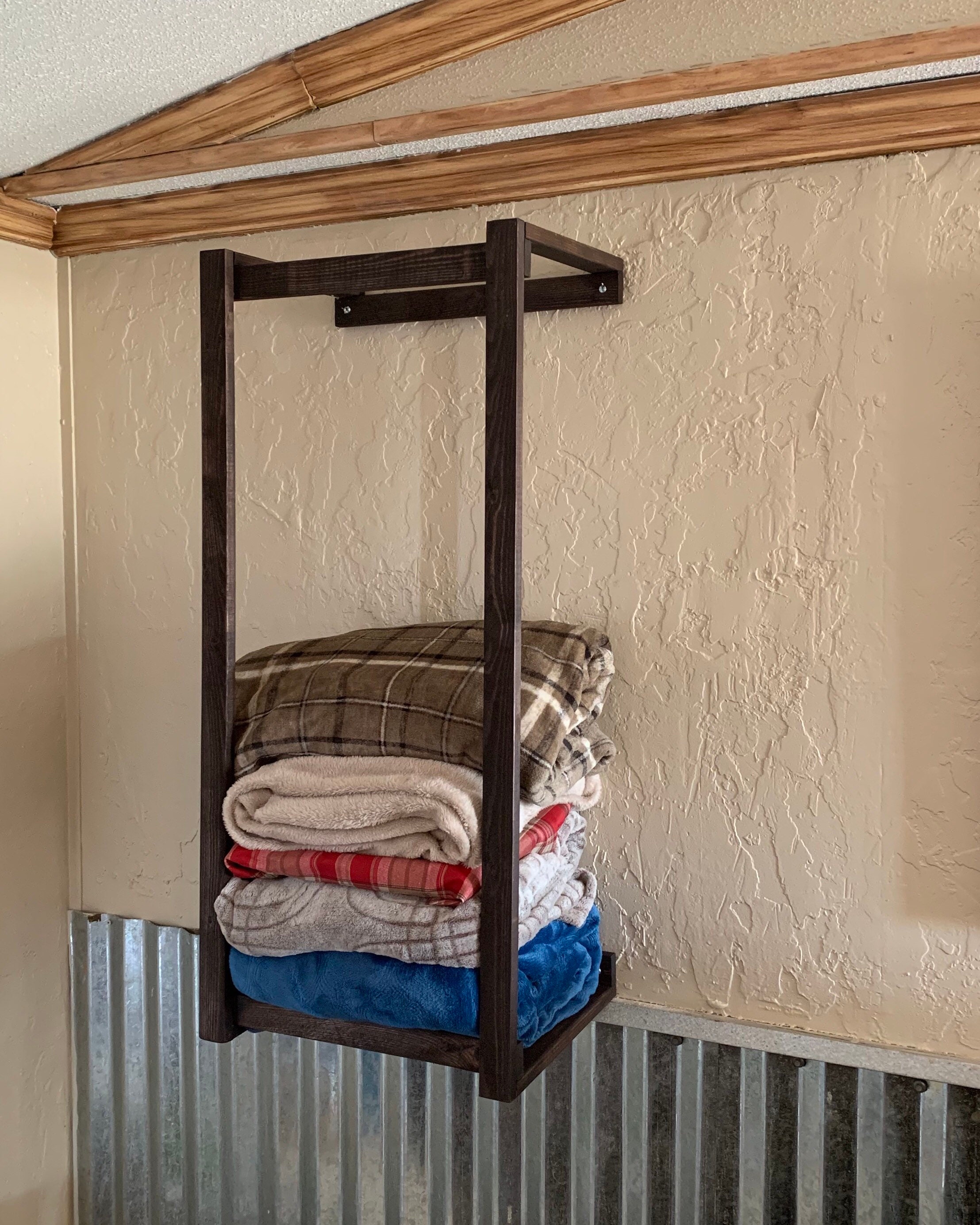 Blanket Rack/Blanket storage/Wall Shelf/Farmhouse/rustic/some Etsy
