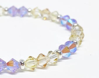 Swarovski Crystal Stretch Accent Bracelet in Frosted Violet, Purple, Swarovski Bracelet, Crystal Bracelet, Accent Bracelet, Beaded Bracelet