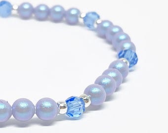 Swarovski Pearl and Crystal Accent Bead Bracelet, Iridescent Dreamy Blue, Swarovski Pearl, Swarovski Bracelet, Swarovski Crystal