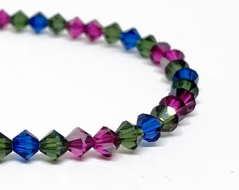 Swarovski Crystal Stretch Accent Bracelet in Midnight Majesty, Deep Jewel Tones, Swarovski Bracelet, Crystal Bracelet, Beaded Bracelet