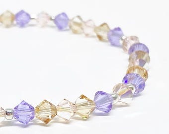 Swarovski Crystal Stretch Accent Bracelet in Sunlight, 4mm Swarovski Crystal Bracelet, Golden, Purple, Beaded Accent Bracelet