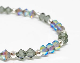 4mm Swarovski Crystal Stretch Accent Bracelet in Starlight, Swarovski Bracelet, Crystal Bracelet, Accent Bracelet, Beaded Bracelet
